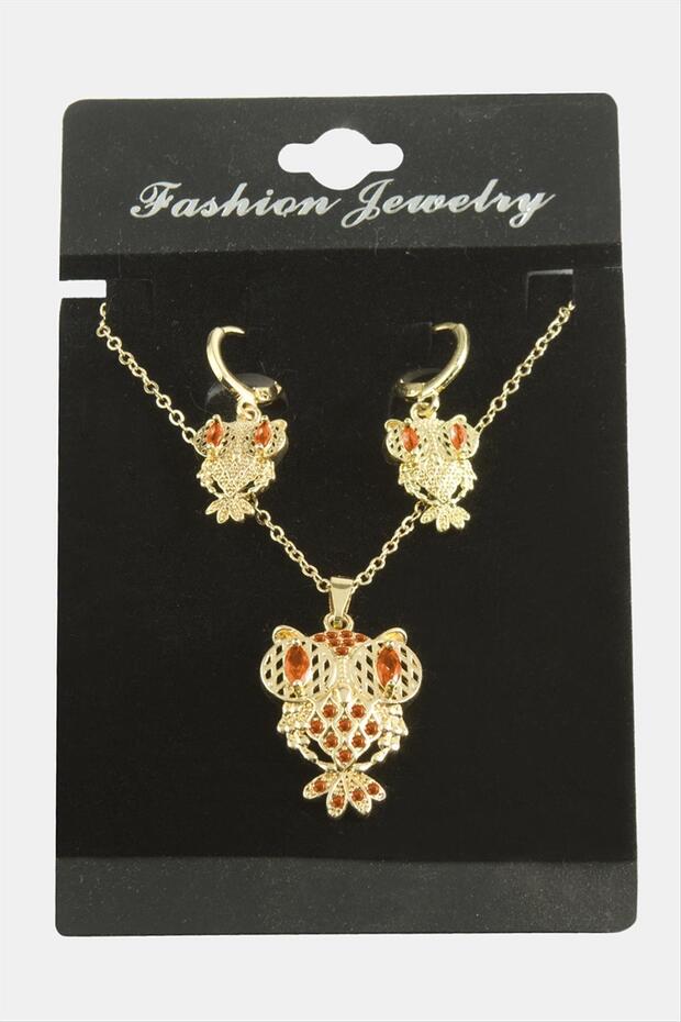 Owl Zircon Stone Set Necklace