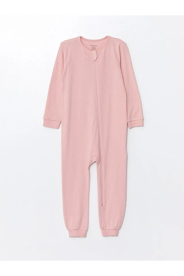 LCW baby Ekru Bisiklet Yaka 2' Lİ TAKIM KIZ BEBEK TULUMU %100 PAMUK - 3