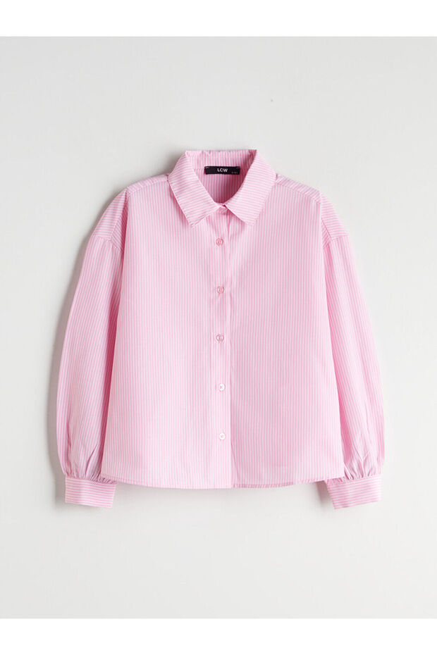 Pembe Basic Uzun Kollu Kız Çocuk Gömlek - 1