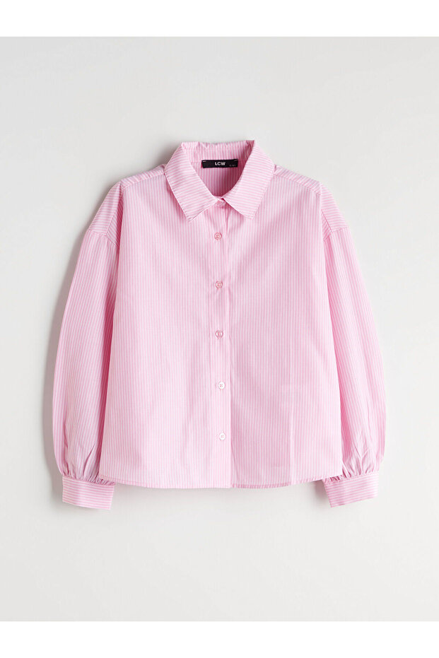 Pembe Basic Uzun Kollu Kız Çocuk Gömlek - 4