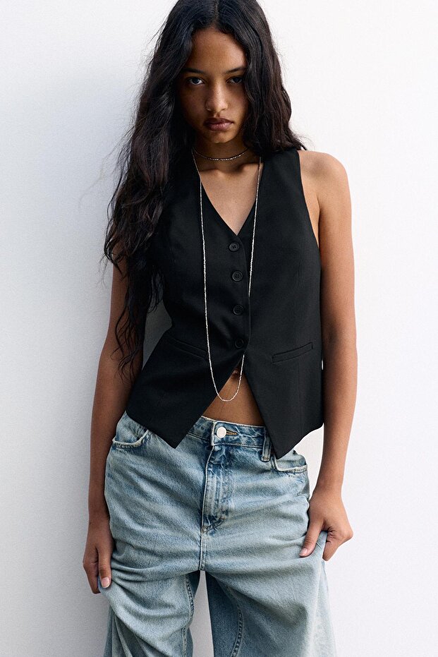 Sırtı açık tailored fit yelek - 1