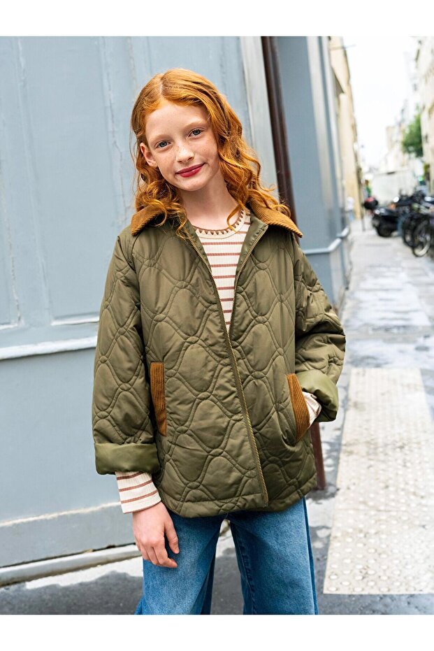 Lcw Kids Shirt Collar Quilted Patterned Girl's Coat (W5)