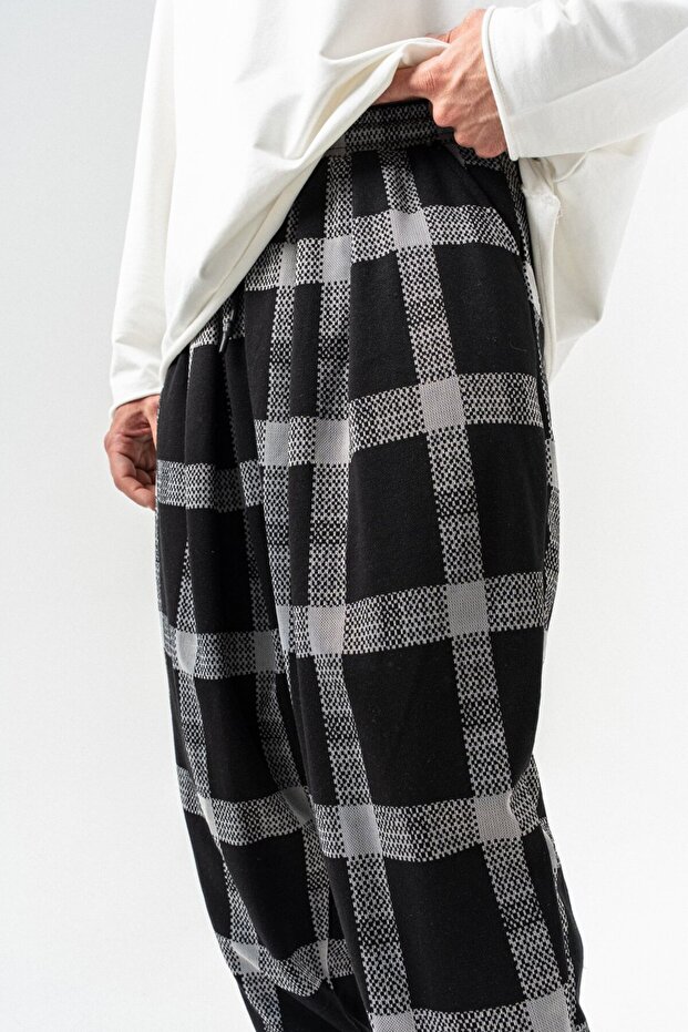 Sacred Block Bel ve Paça Lastikli Pileli Şalvar - 5