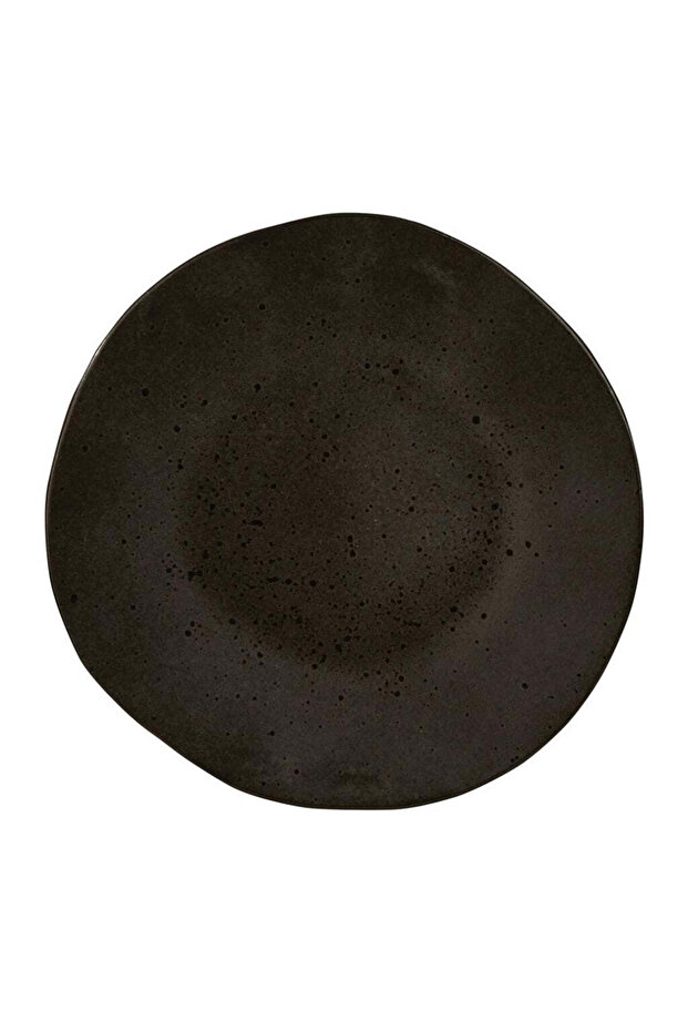 Q Authentic Stone Black Plate/Round Dining Plate, 28.5 cm
