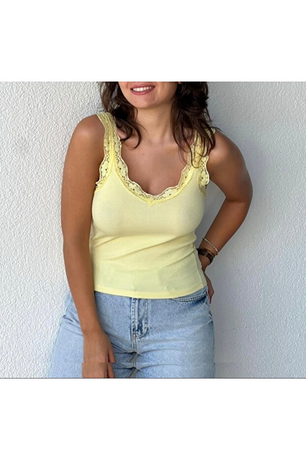 Dantelli Kalın Askılı Atlet - 1