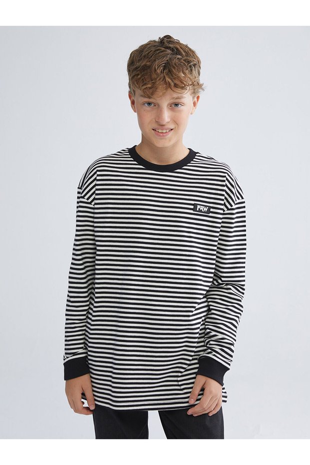 LCW Kids Crew Neck Striped Long Sleeve Boy T-Shirt