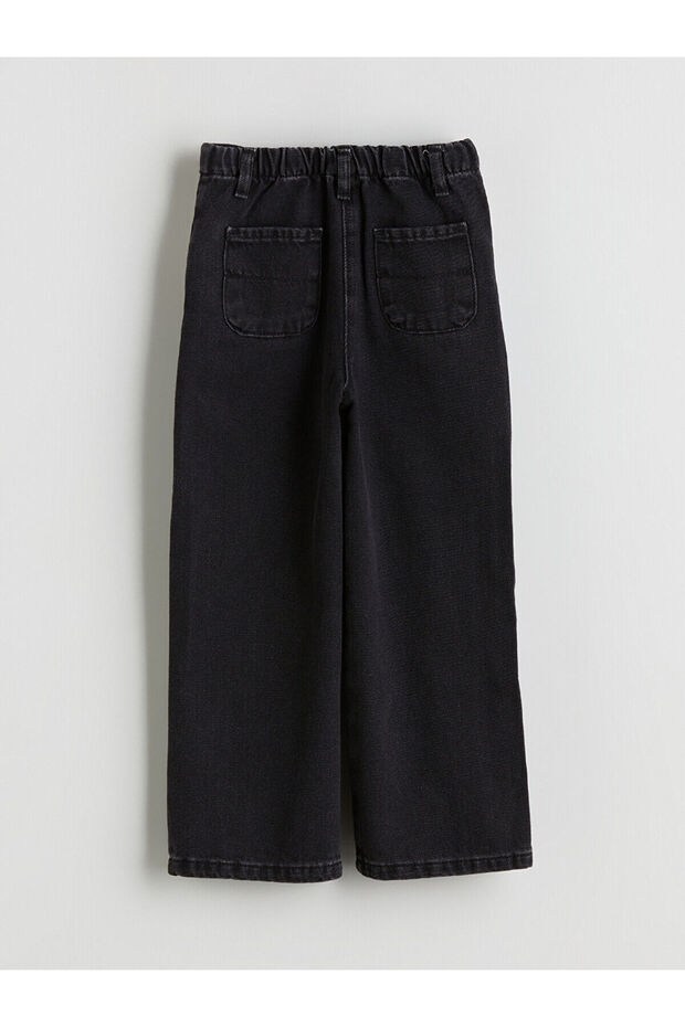 Siyah Beli Ayarlanabilir Lastikli Kız Çocuk Jean Pantolon - 4