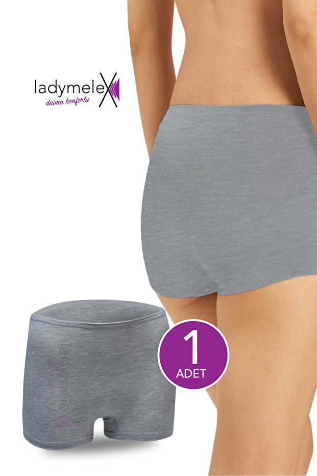Kadın Şort Boxer Gri Tekli, Iç Çamaşırı Ve Şort Tayt %100 Yumuşak Kumaş - 3