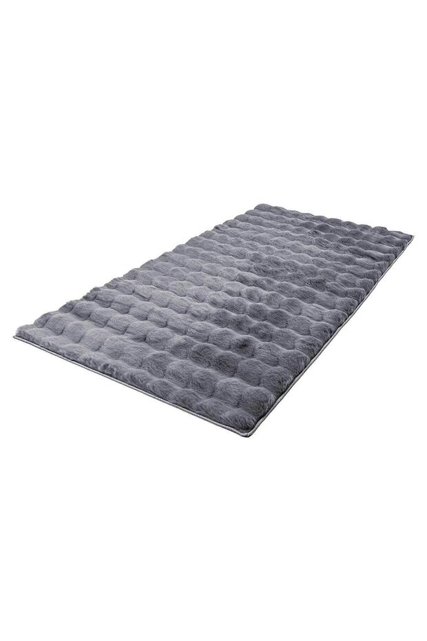 Maya Tavşan Tüyü Peluş Bubble Halı | Kaymaz Tabanlı Makinede Yıkanabilir Yumuşak Halı |Anrasit|MYA01 - 2