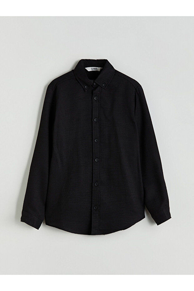 Two Mt Shop Quality Lcw Kids Black Long Sleeve Textured Boys' Shirt