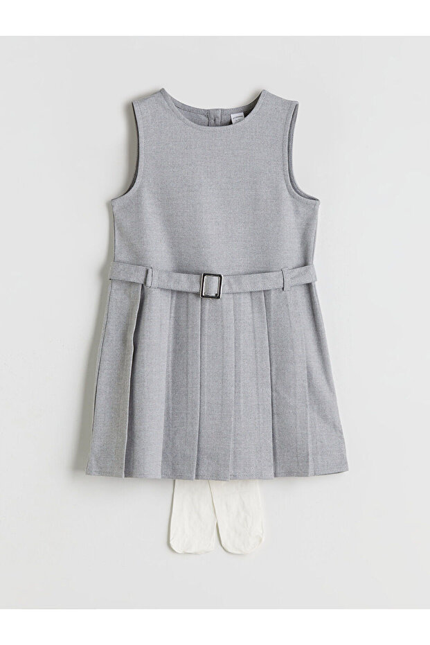 Alita City Lcw Kids Gray Viscose Plain Girls' Dress with a Difference