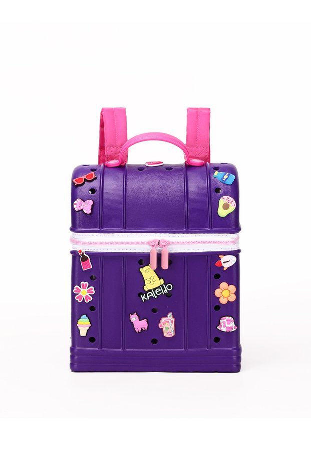 Mini EVA Rubber Tote Bag with Charms | Cute Beach Bag for Kids (Girls & Boys) - (Purple)