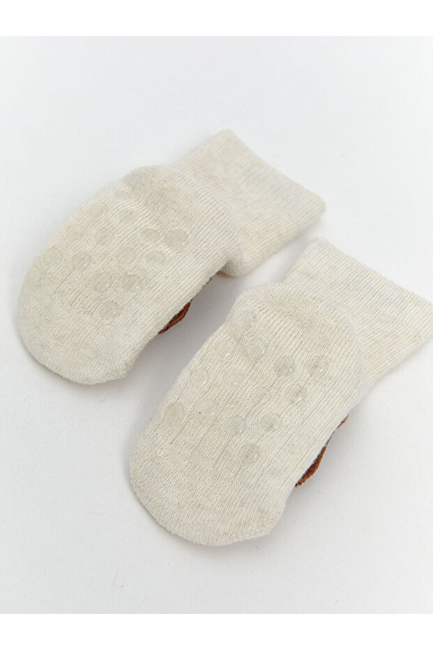 Ekru Erkek Bebek Havlu Ev Çorabı - 3