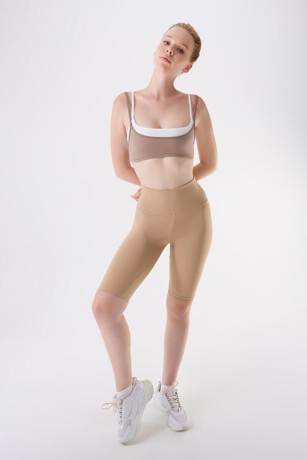 425 Beige Color Recovery and Extra Flexible Effect Normal Waist Leggings