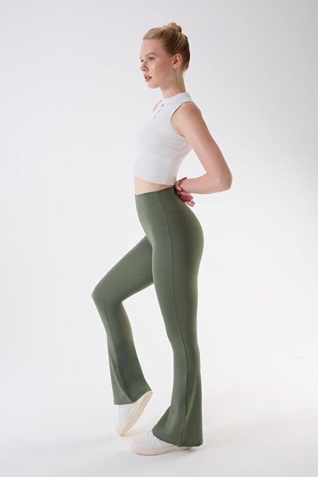 717 Green Color Recovery and Extra Stretch Effect Normal Waist Spanish Leggings