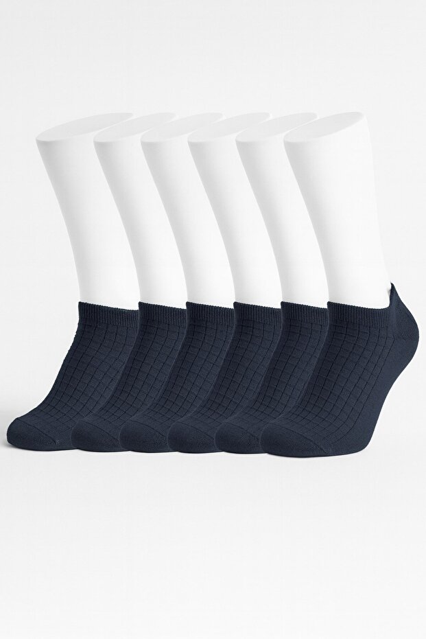 Set of 5 Self-Patterned Embossed Cotton Booties Socks – Size 40-44 – Black, Gray - 2