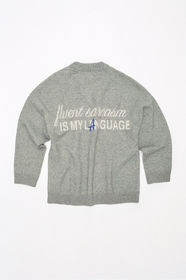 Yazı detaylı oversize kazak - 6