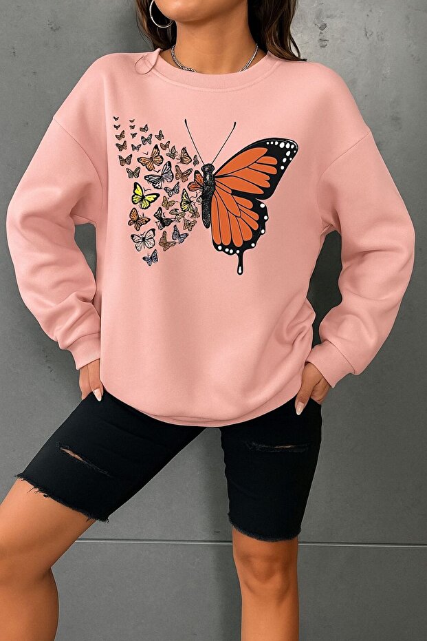 3 Yarn Combed Cotton Butterfly Printed Unisex Sweatshirt