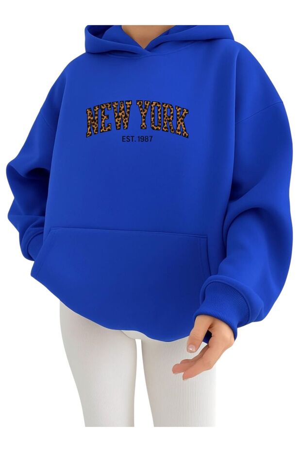 3 Yarn Combed New York Printed Unisex Hooded Sweat