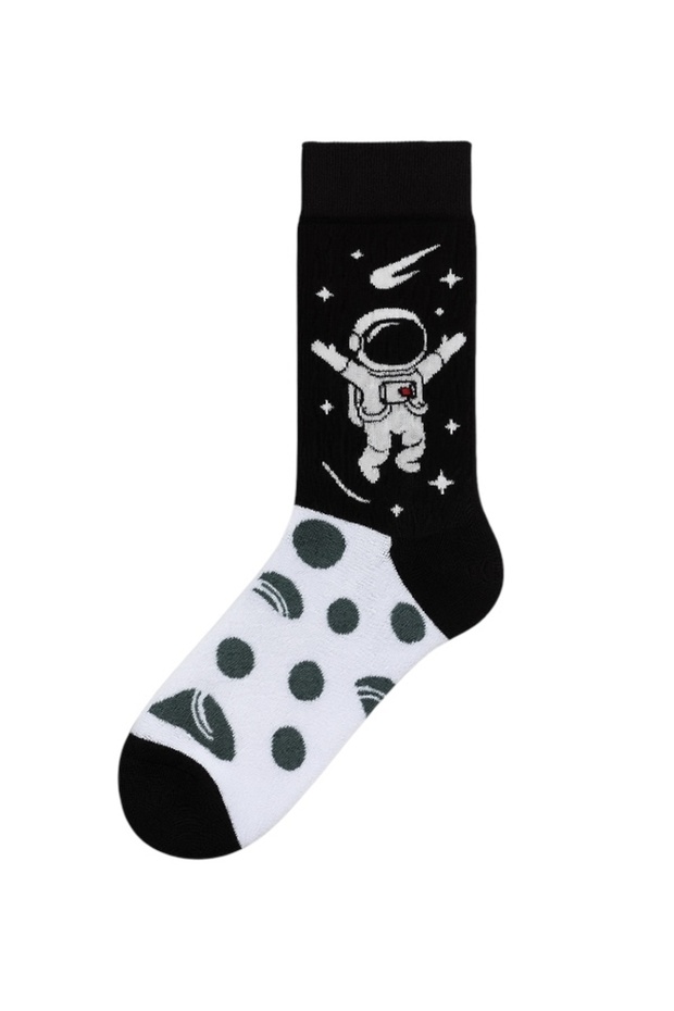 4-Piece Set of Space-Themed Socks, Colorful Socks with Astronaut Rocket Planet Patterns - 6