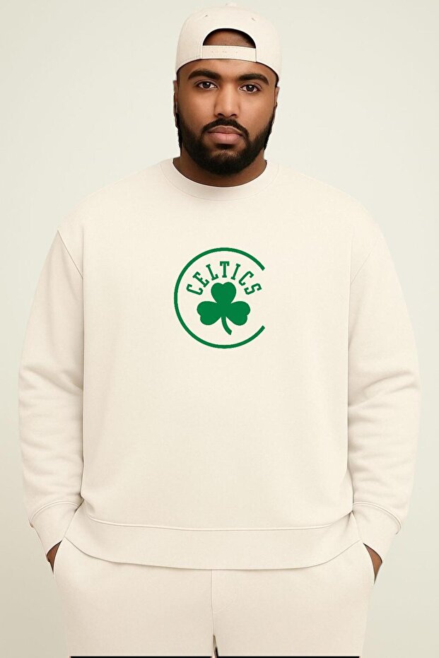 3 Yarn Combed Cotton Celtics Printed Large Size Unisex Sweatshirt