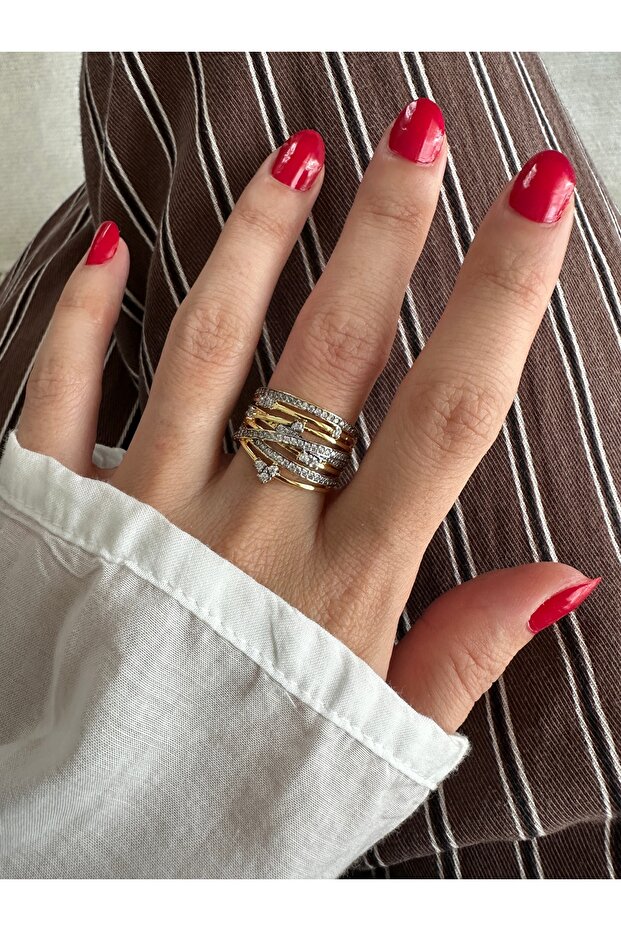 Double Color Stone Thick Ring - 3