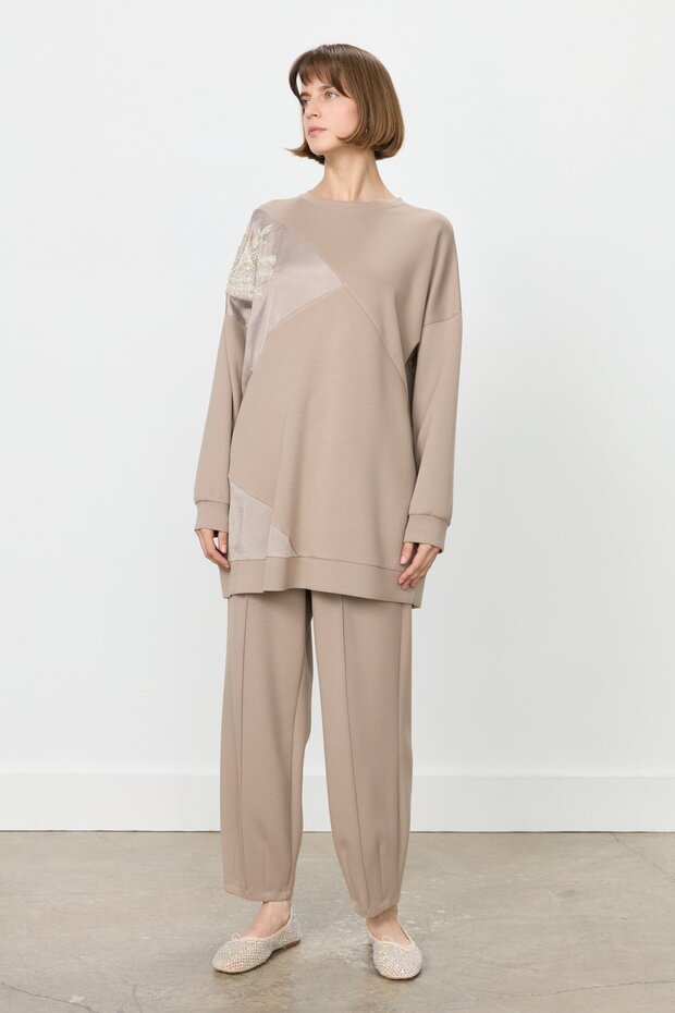 Rahat Kalıp Örme Takım Bej - 1