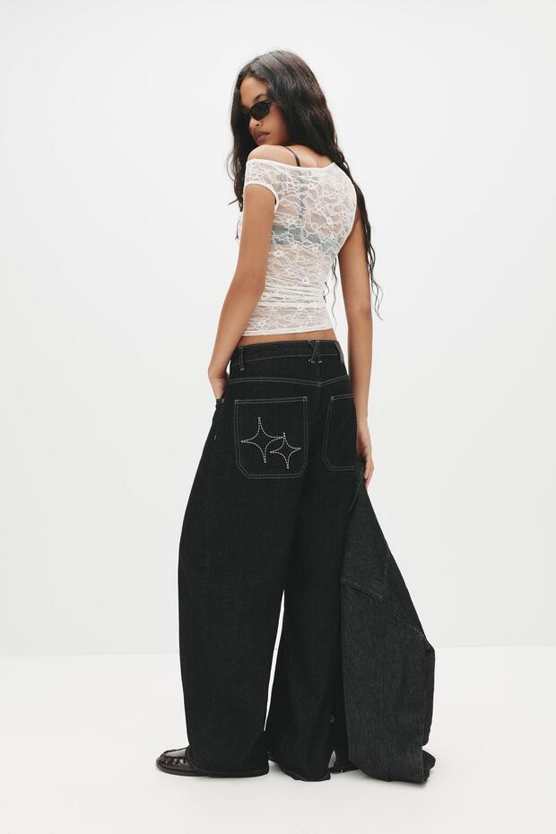 Asimetrik dantel bluz - 3