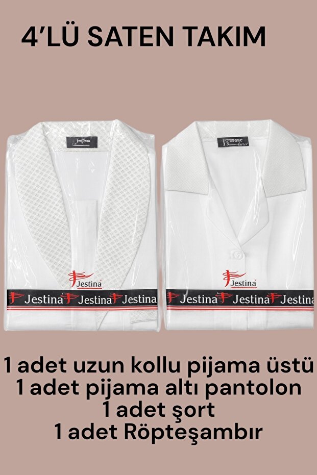 Men's Satin Röpteşambir 4-Piece Pajama Set Groom's Set