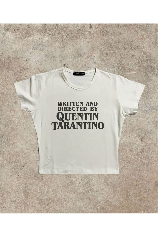 Tarantino White Sitting on a Cloud Molded Lycra Stretchy Y2K Pinterest Baby Tee Crop Top