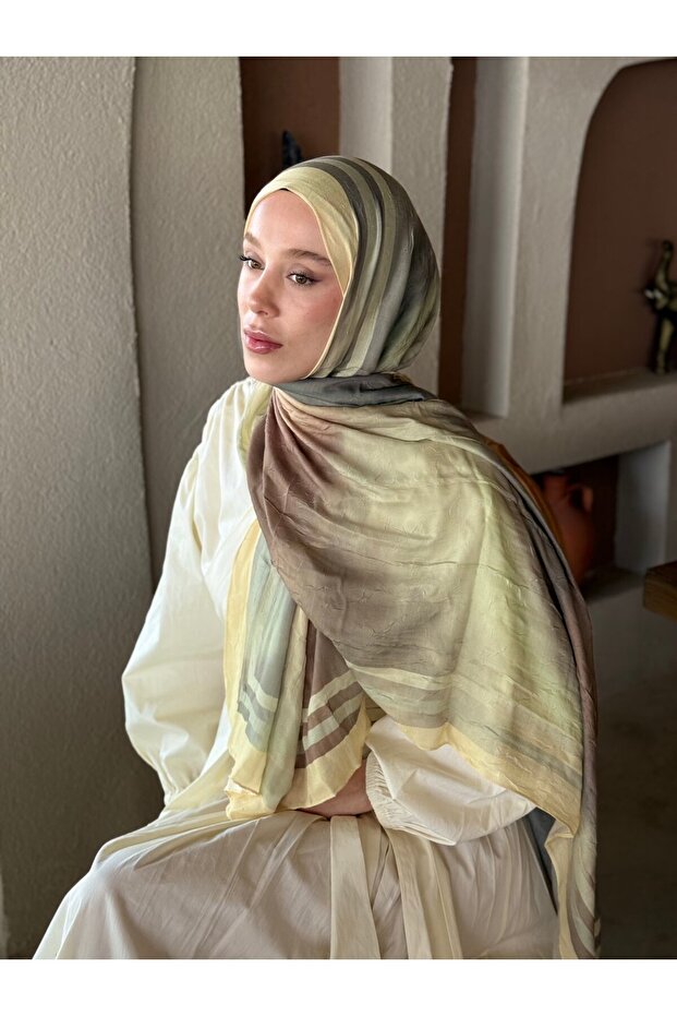 Sunset Desen Bambu Şal - 1