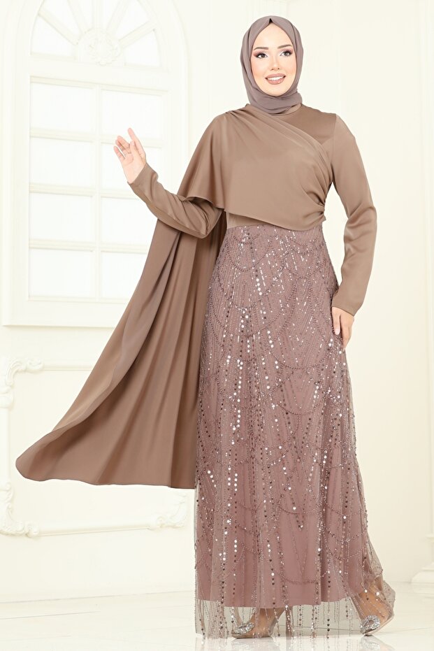 Önü Drape Detaylı Abiye 5700EDF311-MS Vizyon - 1