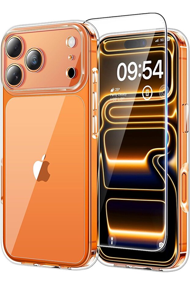 جراب لهاتف iPhone 17 Pro Max مع واقي شاشة - شفاف - 1