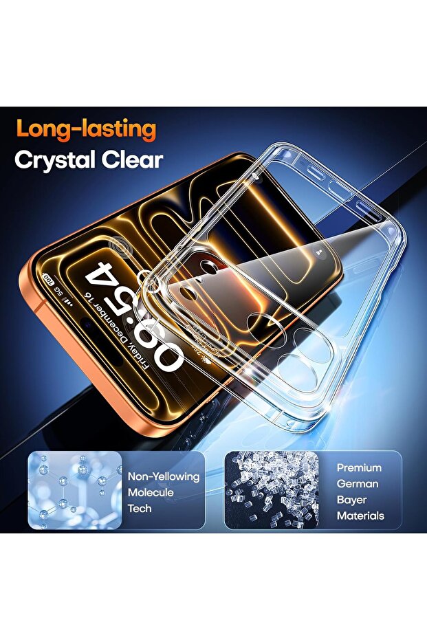 جراب لهاتف iPhone 17 Pro Max مع واقي شاشة - شفاف - 6