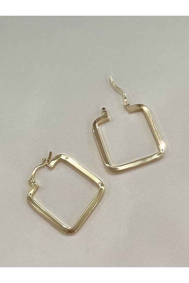 أقراط مربعة ذهبية أساسية - 1