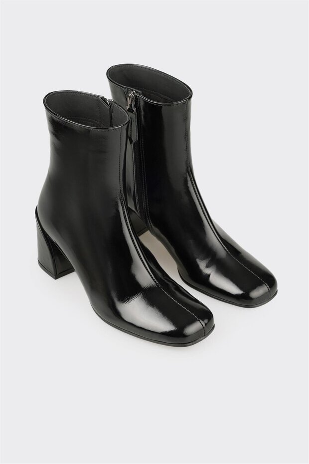 Siyah Deri Kadın Klasik Bot - 2