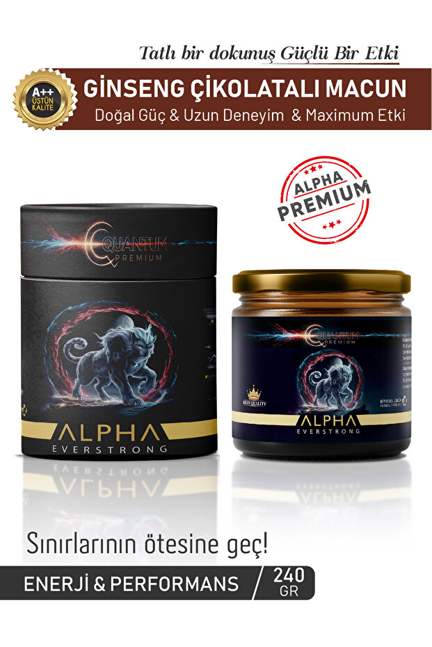ALPHA EVERSTRONG Çikolatalı Ginseng Kuvvet Macun Alpha Kuantum Premium Bitkisel Karışım Kavanoz (240 Gr)