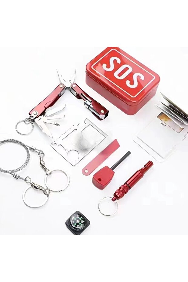 Multifunctional Survival Kit Flippy, Professional Tools, Box Type, Red - 1