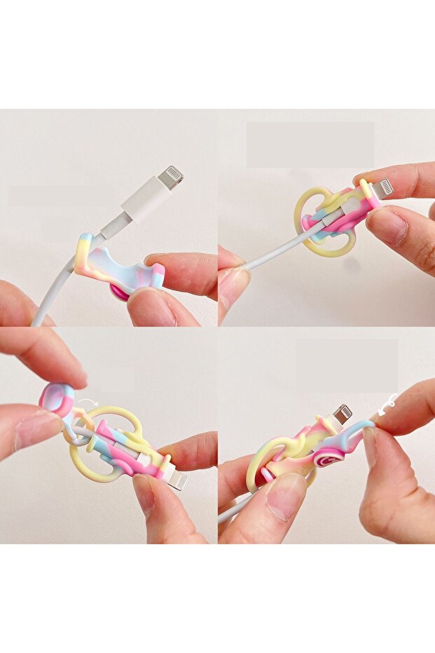 USB Cable Protector Flippy, Silicone, Model 4, Multicolor - 2