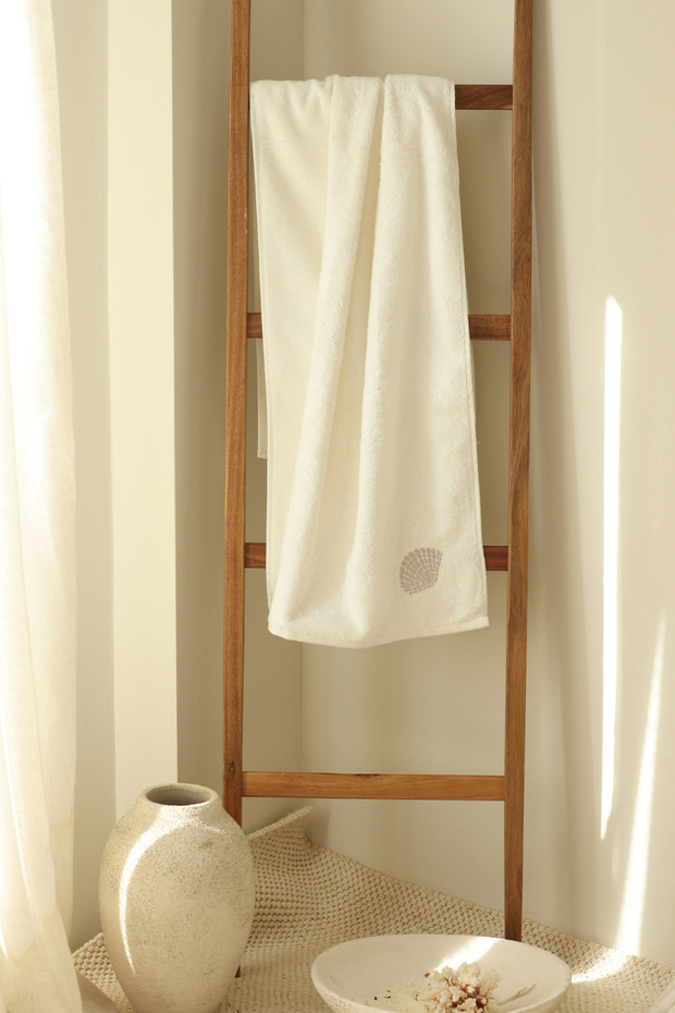 Bamboo Ribbed Bath Towel 70X140 cm Ecru