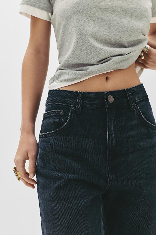 Yüksek bel straight fit jean - 3