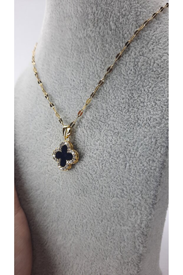 Kadın Çelik Çift Taraflı Gold Kolye - 2