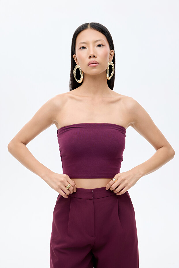 Basic Büstiyer Bluz Bordo - 4