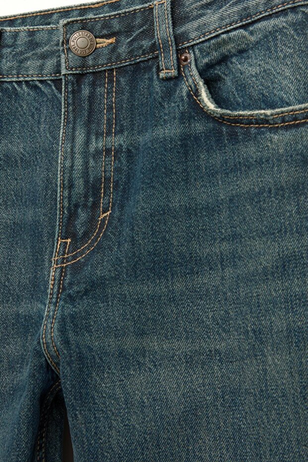 Düz kesim orta bel jean - 8