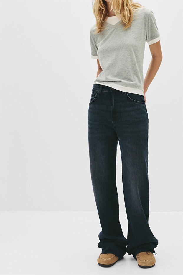 Yüksek bel straight fit jean - 4