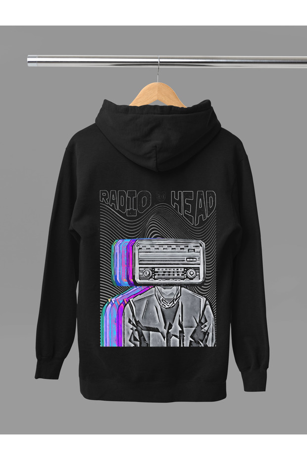 Radiohead Printed Cotton Long Sleeve Ribbed 3-Ply Hooded Rock Sweatshirt