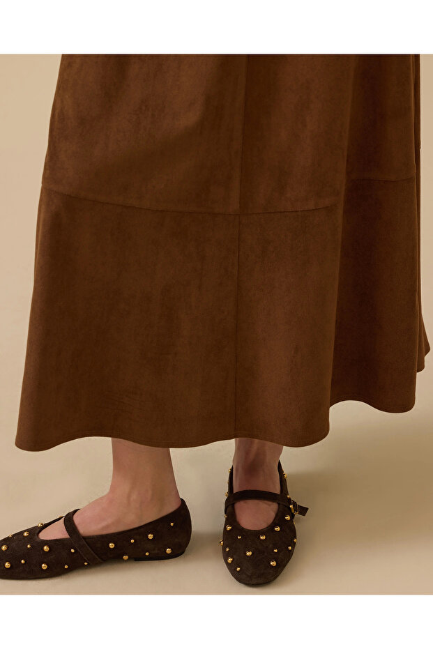 Süet Maksi Etek - 3