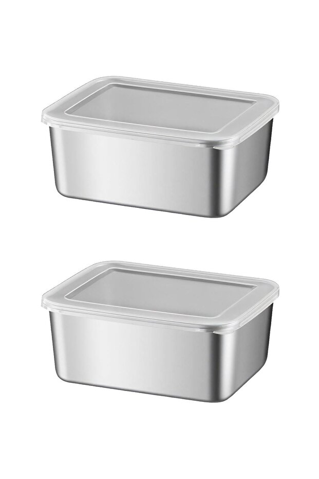 2 Pieces 304 Steel 550 ml Food Fruit Meat Refrigerator Nutrition Storage Container Mt107-2