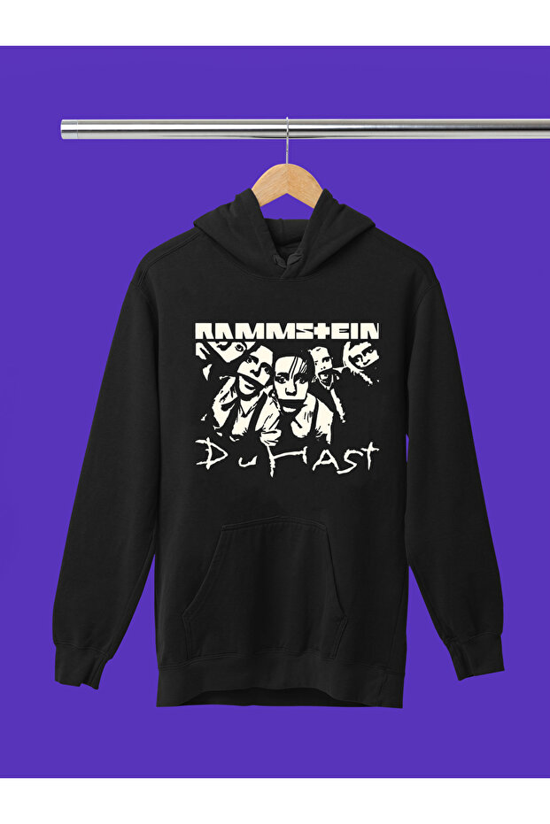 Rammstein Printed Cotton Long Sleeve Ribbed 3-Ply Hooded Rock Sweatshirt