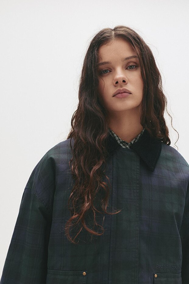 Kadife yakalı mumlu görünümlü ceket - 5